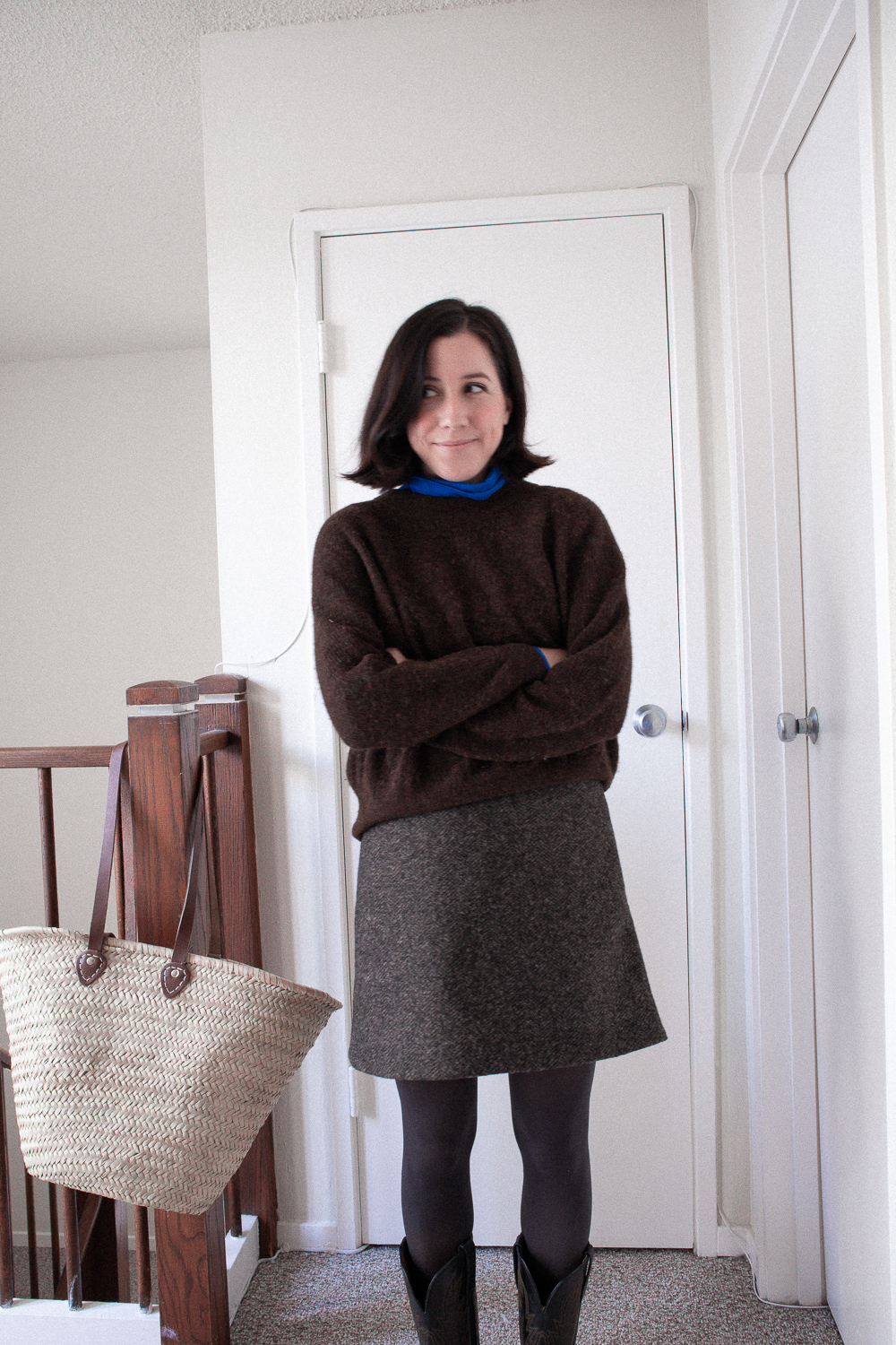 Colorfully Classic - Madewell sweater, J.Crew turtleneck, Cos wool mini skirt