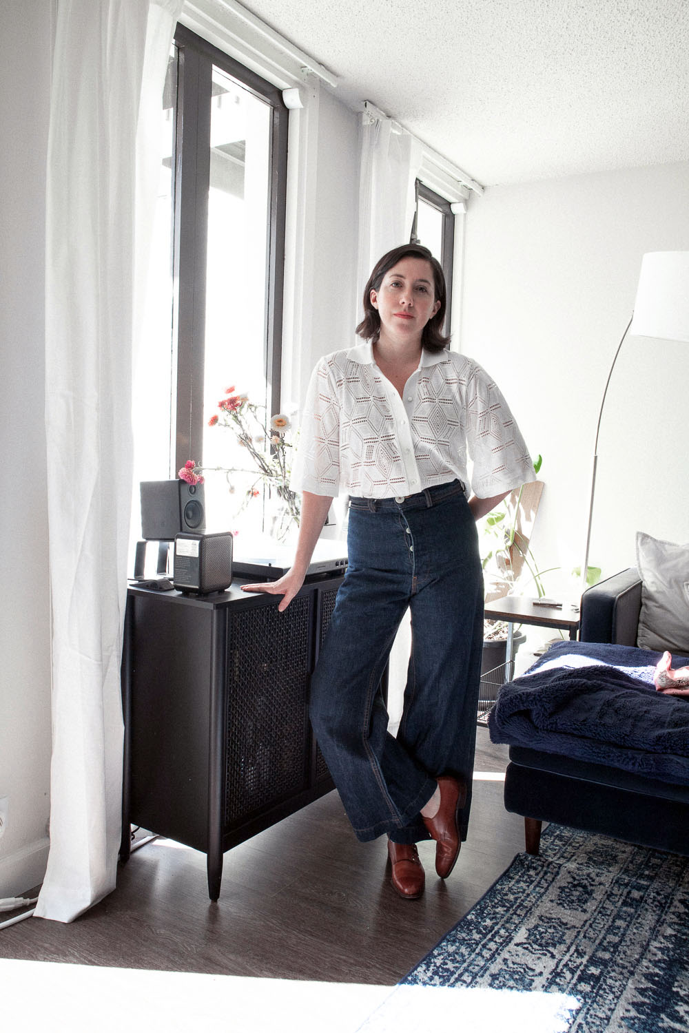 Wide Leg Jeans & A White Blouse